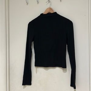 Mock Neck Black Long Sleep Crop Top US L